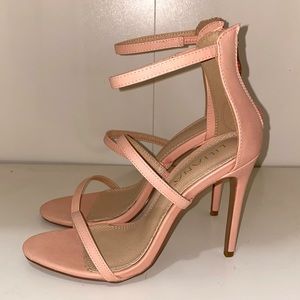 Liliana coral/pink strap sandal heels